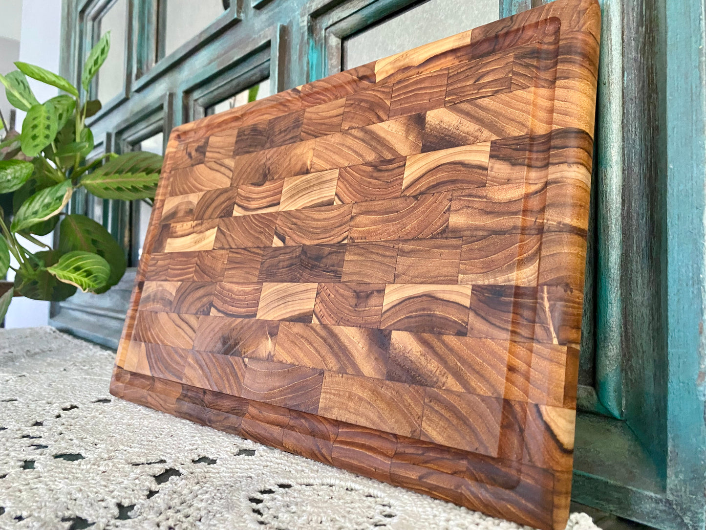 End Grain Teak Board 10x15x1